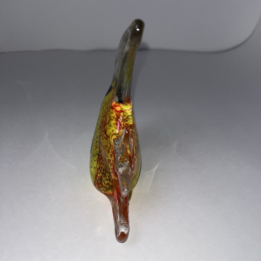 Murano Style Hand Blown Glass Angel Fish Paperweight Yellow, Blue, Orange - Picture 5 of 7